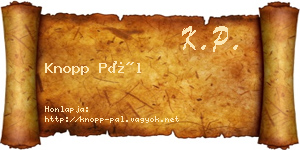 Knopp Pál névjegykártya
